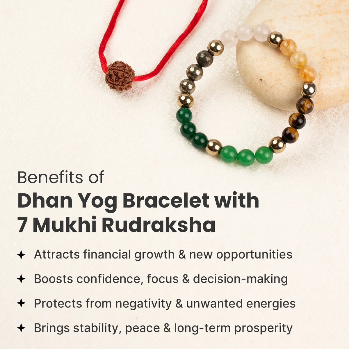 Dhan Yog Bracelet with 7 Mukhi Rudraksha | VastuKosha by Acharya Anuj