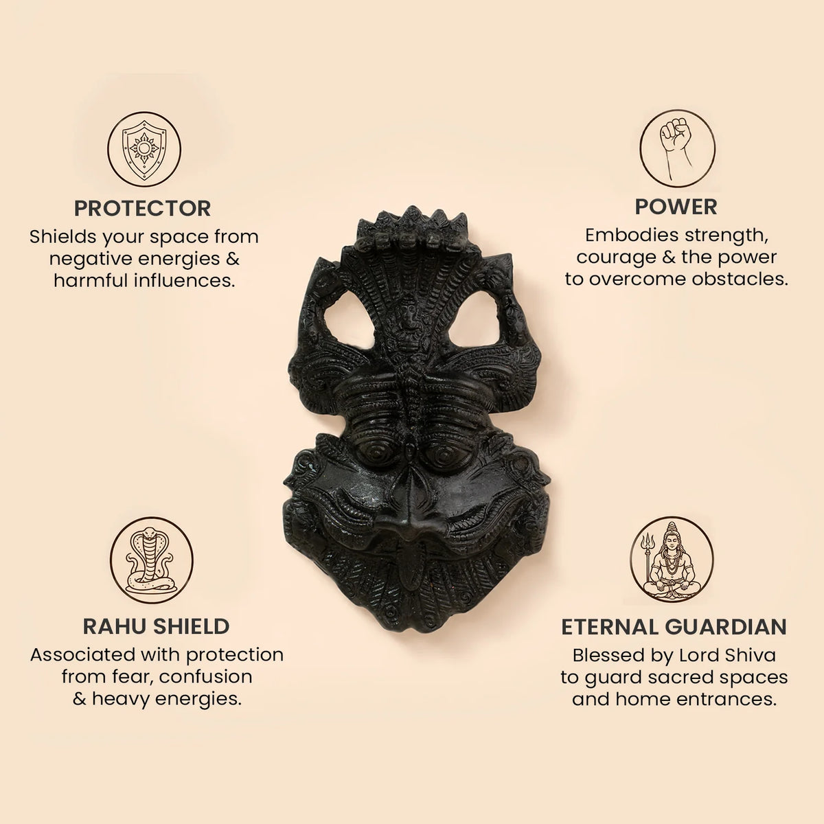 Kirtimukha Black Tourmaline Protection Kavach  | VastuKosha by Acharya Anuj