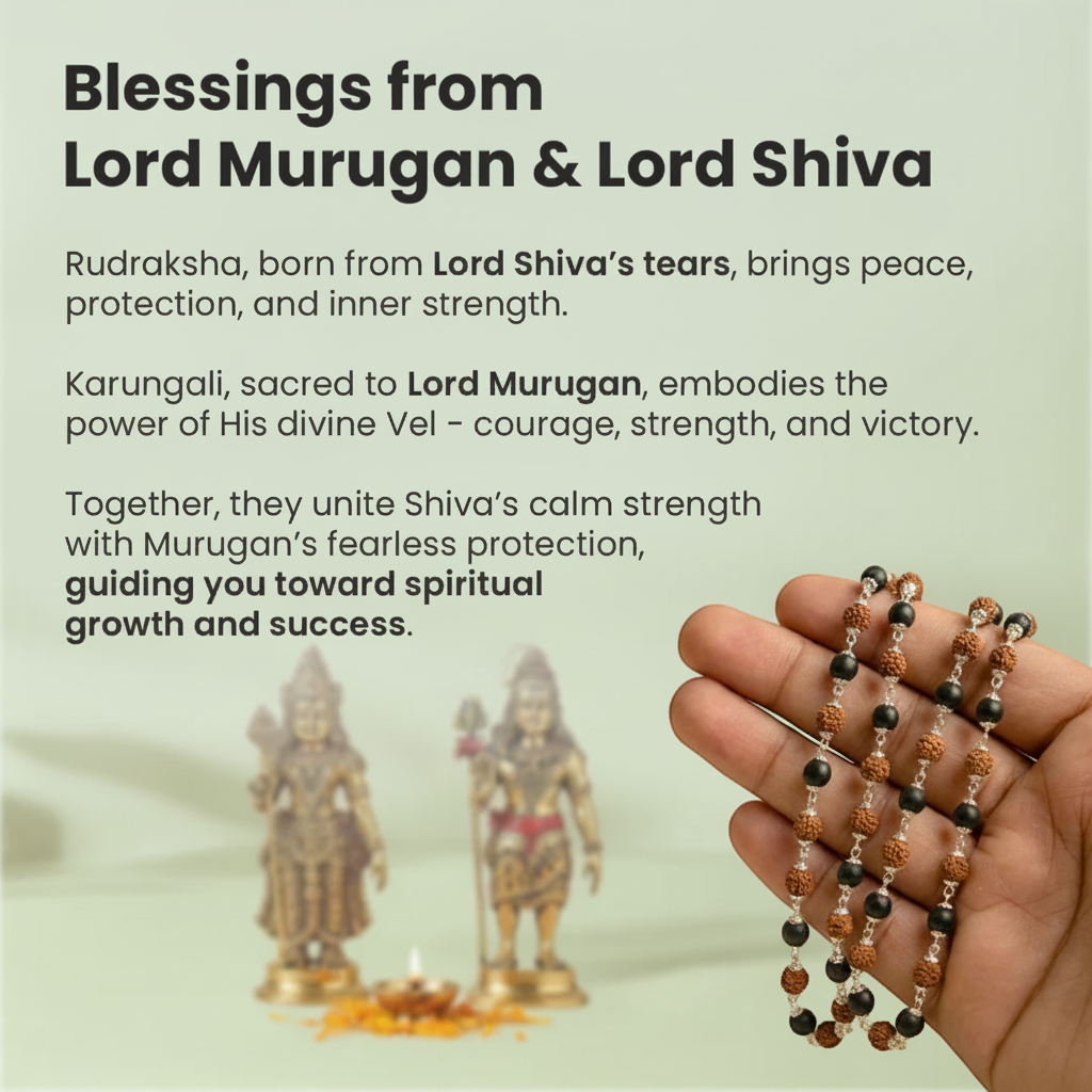Rishikesh Siddh Divya Rudraksha Karungali Mala - Silver Capped | VastuKosha by Acharya Anuj