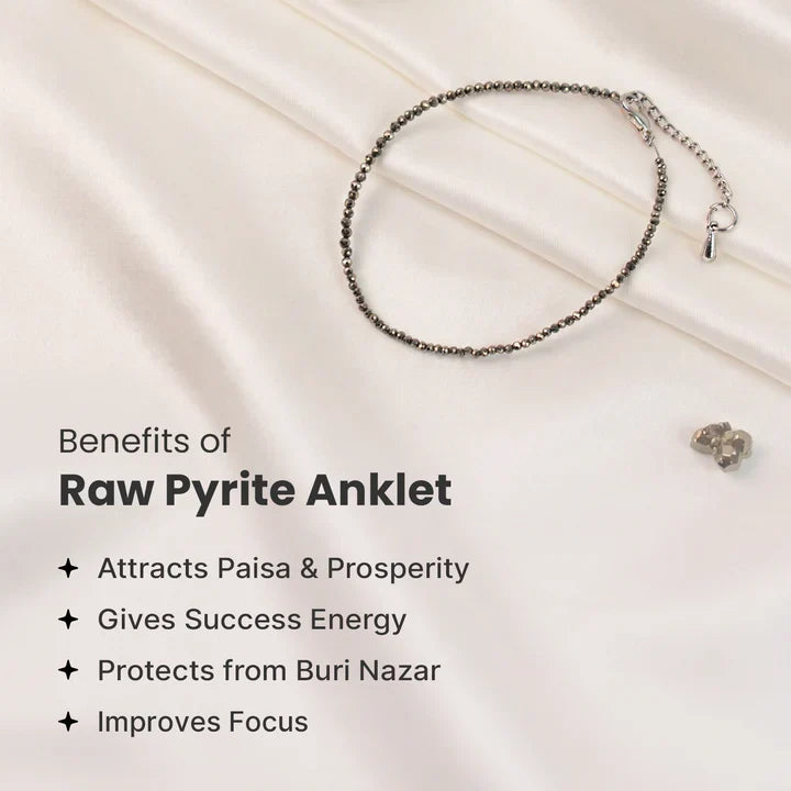 Raw Pyrite Anklet with Free Raw Selenite Plate | VastuKosha by Acharya Anuj