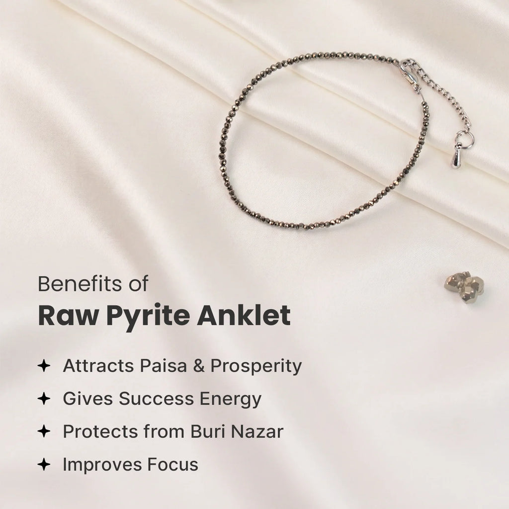 Raw Pyrite Anklet Set Of 2 | VastuKosha by Acharya Anuj