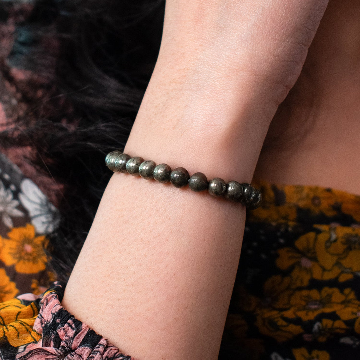 Raw Pyrite Bracelet (Women - 6mm¬†Beads) with FREE Raw Selenite Plate | VastuKosha by Acharya Anuj