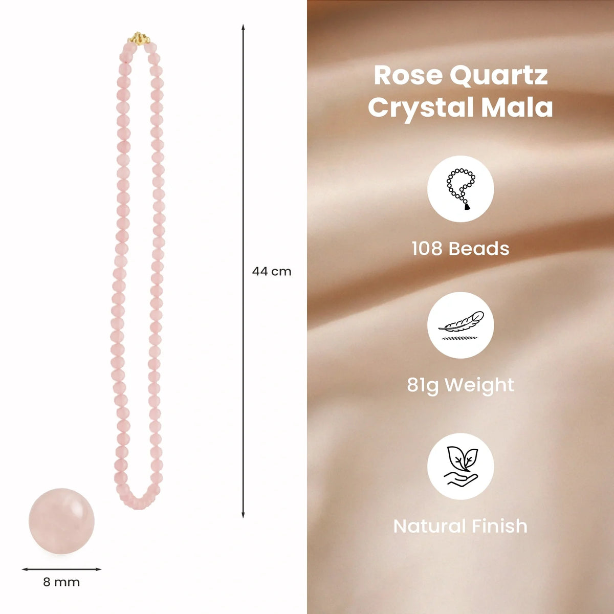 Rose Quartz Mala - 8mm || 108 Beads | VastuKosha by Acharya Anuj