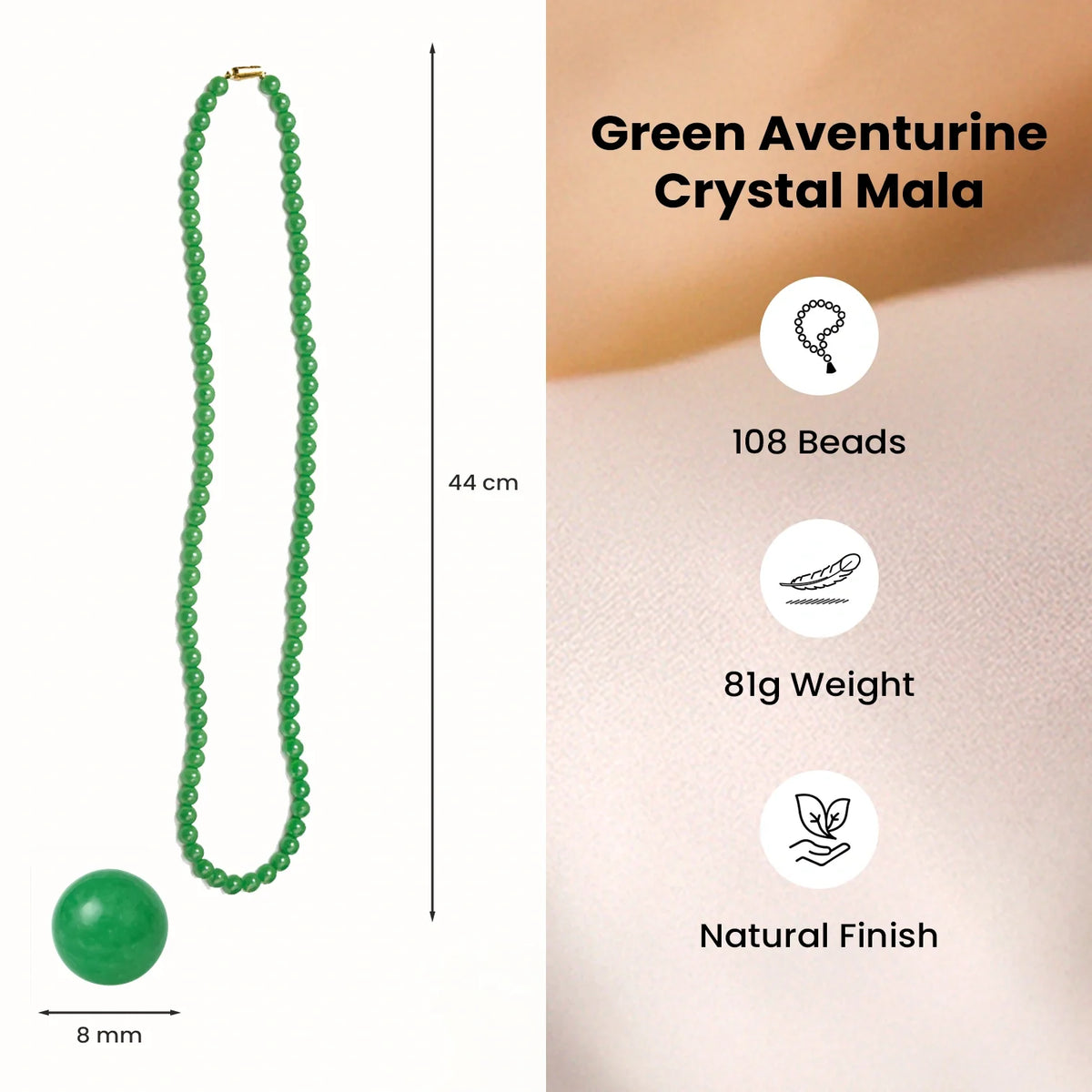 Green Aventurine Mala - 8mm || 108 Beads | VastuKosha by Acharya Anuj