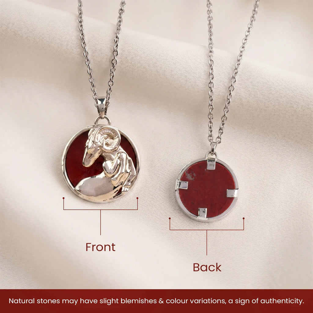 Unisex Aries Pendant (‡§Æ‡•á‡§∑ ‡§∞‡§æ‡§∂‡§ø) with Red Jasper Stone | VastuKosha by Acharya Anuj