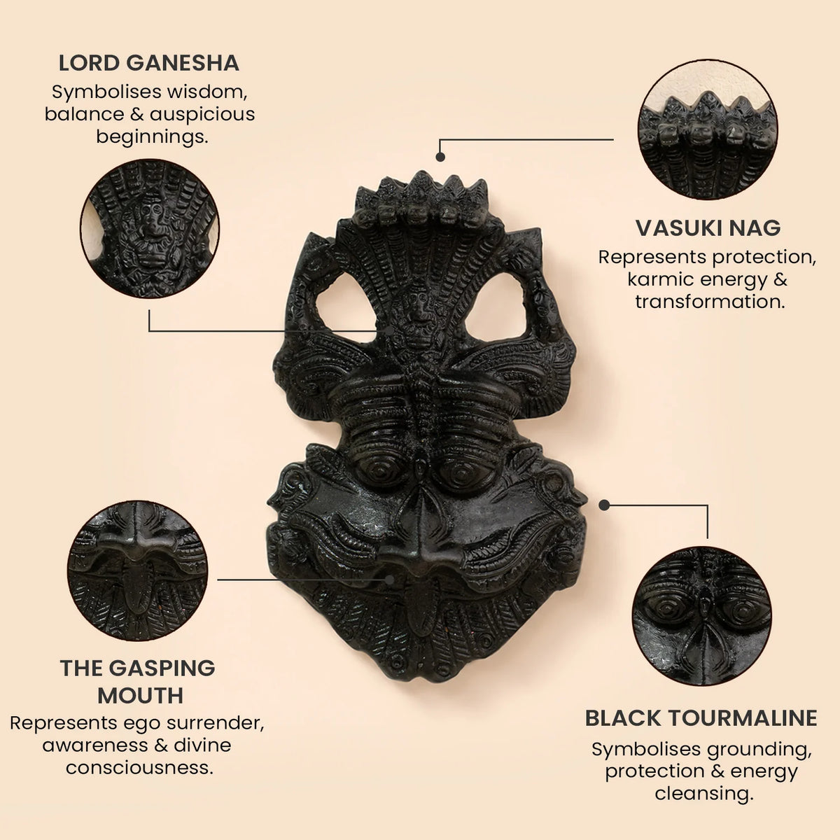 Kirtimukha Black Tourmaline Protection Kavach  | VastuKosha by Acharya Anuj
