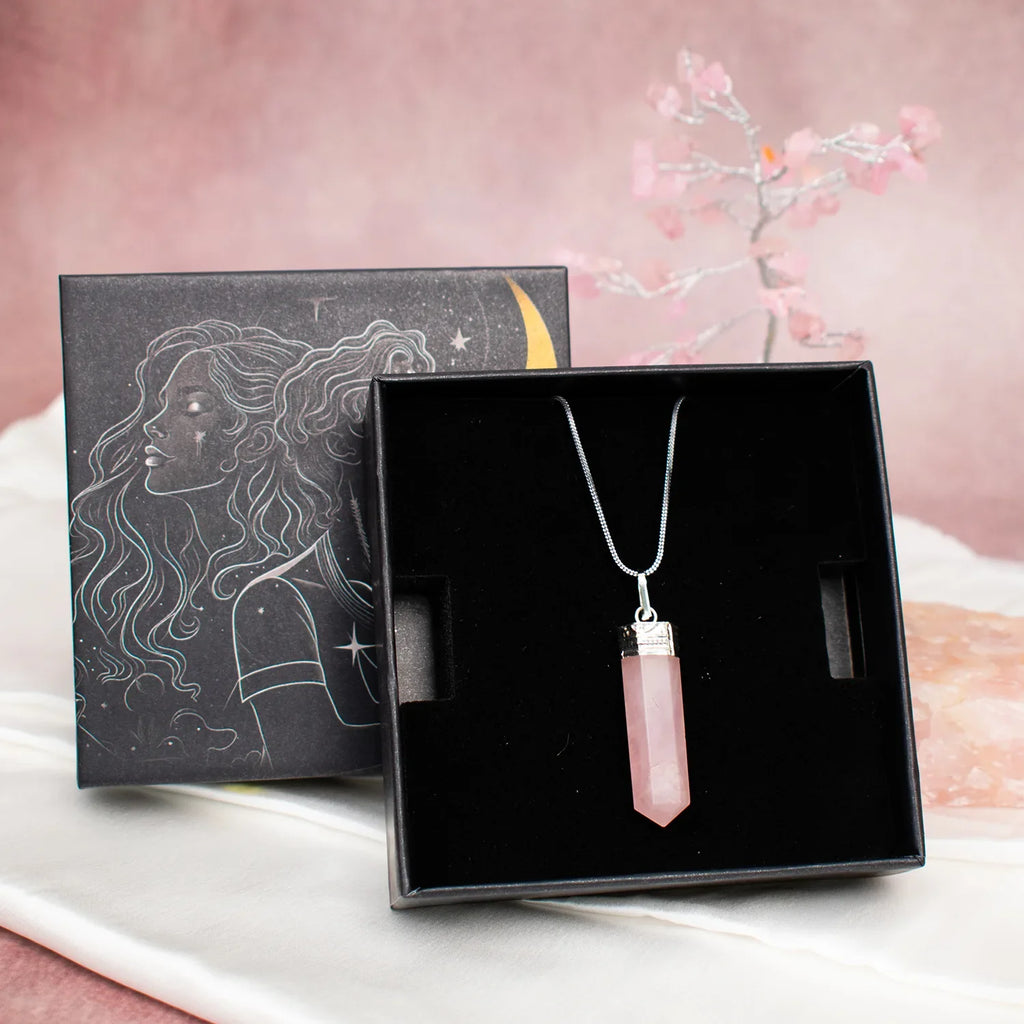 Love Attraction Rose Quartz Pencil Pendant  | VastuKosha by Acharya Anuj