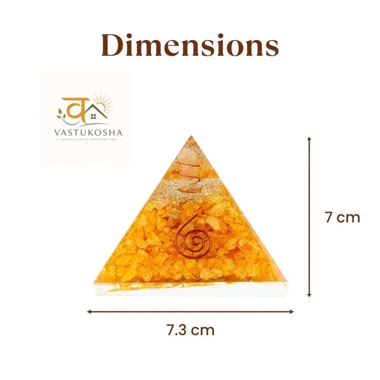 Citrine Pyramid with Free Raw Square Selenite Plate | VastuKosha by Acharya Anuj