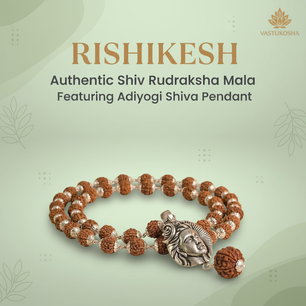 Rishikesh Siddh Shiv Rudraksha Mala with Adiyogi Shiv Pendant | VastuKosha by Acharya Anuj