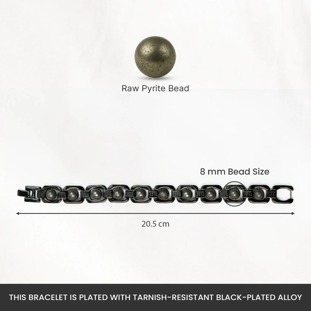 Metal Raw Pyrite Bracelet - Black | VastuKosha by Acharya Anuj