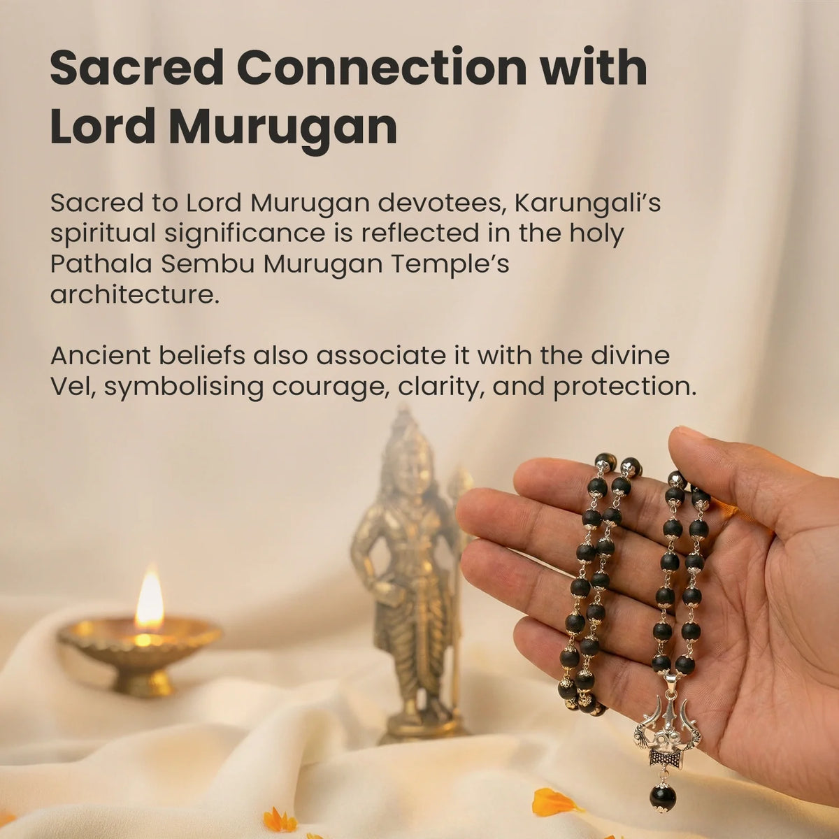 Rameshwaram Siddh Karthik Karungali Mala with Om Shiva Trishul Pendant | VastuKosha by Acharya Anuj