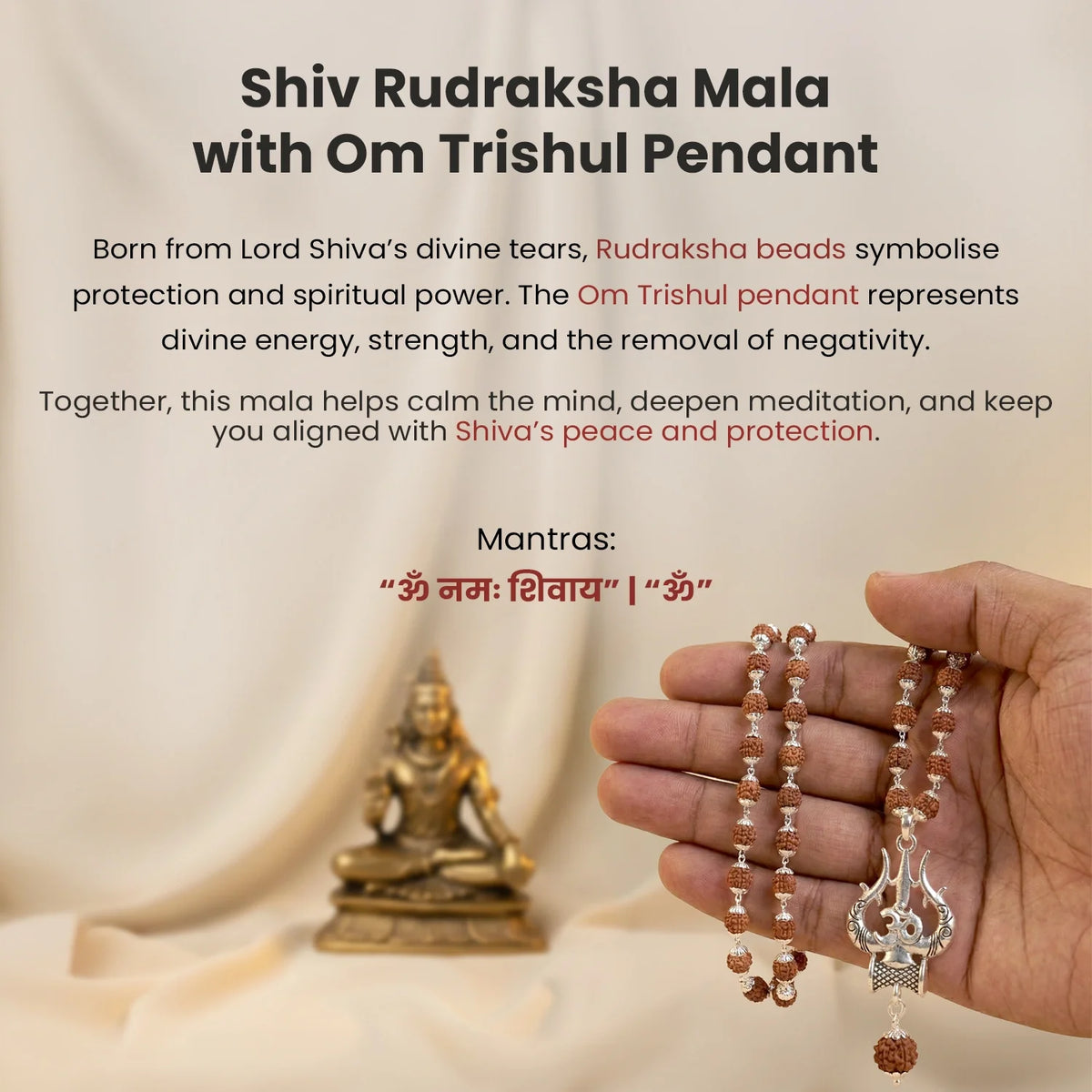 Shiv Rudraksha Mala with Om Shiva Trishul Pendant | VastuKosha by Acharya Anuj