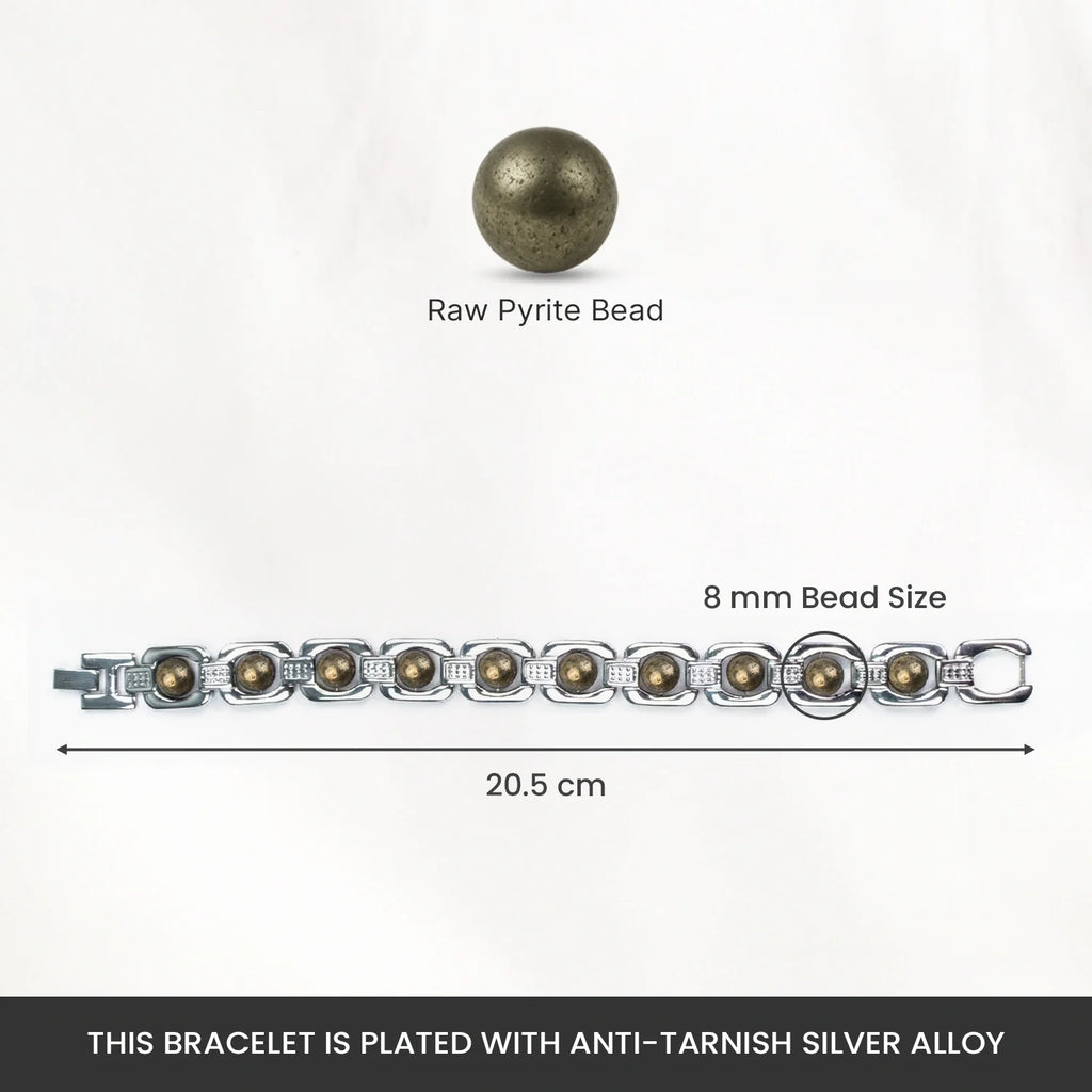 Metal Raw Pyrite Bracelet - Silver | VastuKosha by Acharya Anuj