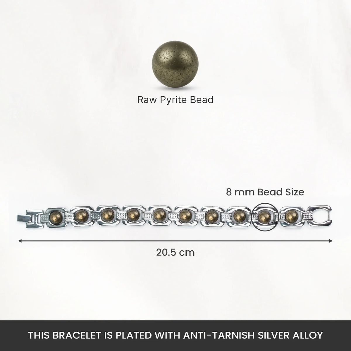 Metal Raw Pyrite Bracelet - Silver | VastuKosha by Acharya Anuj