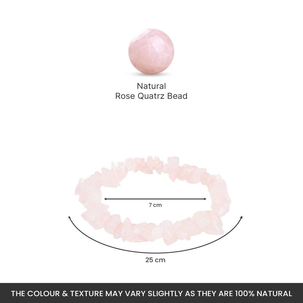 Rose Quartz Chips Bracelet Stretchable | VastuKosha by Acharya Anuj