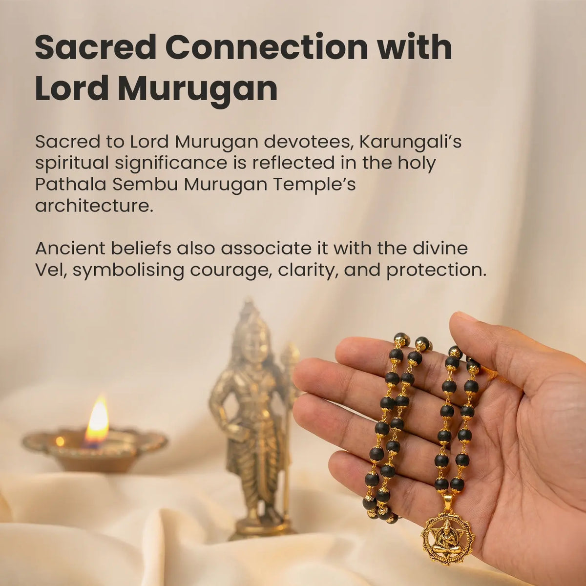 Siddh Gold-Plated Karungali Mala with Hanuman Kavach Pendant  | VastuKosha by Acharya Anuj