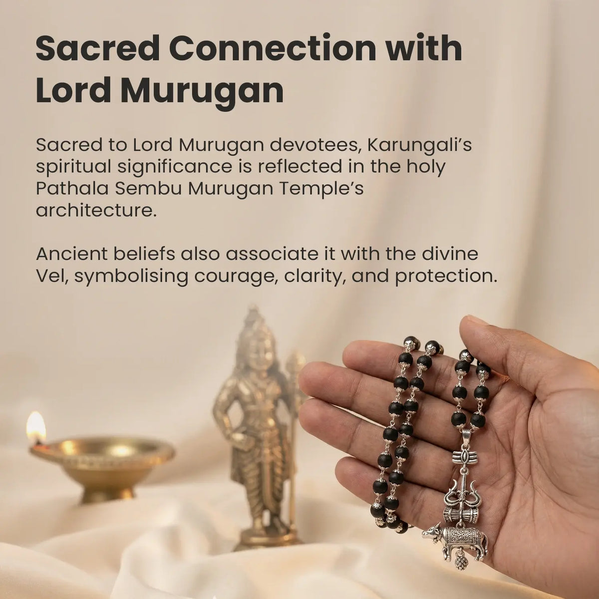 Shiv Raksha Karungali Mala with Trishul Nandi Pendant  | VastuKosha by Acharya Anuj