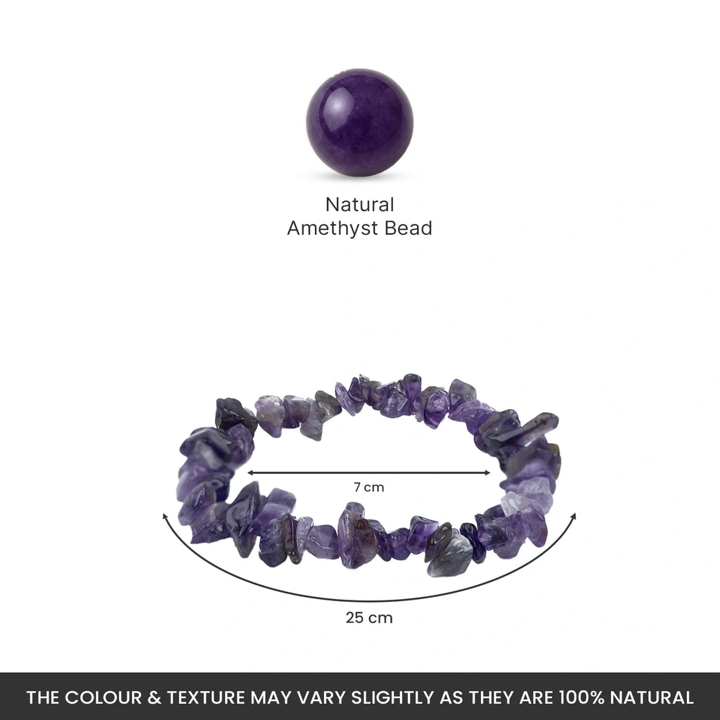 Amethyst Chips Bracelet Stretchable | VastuKosha by Acharya Anuj