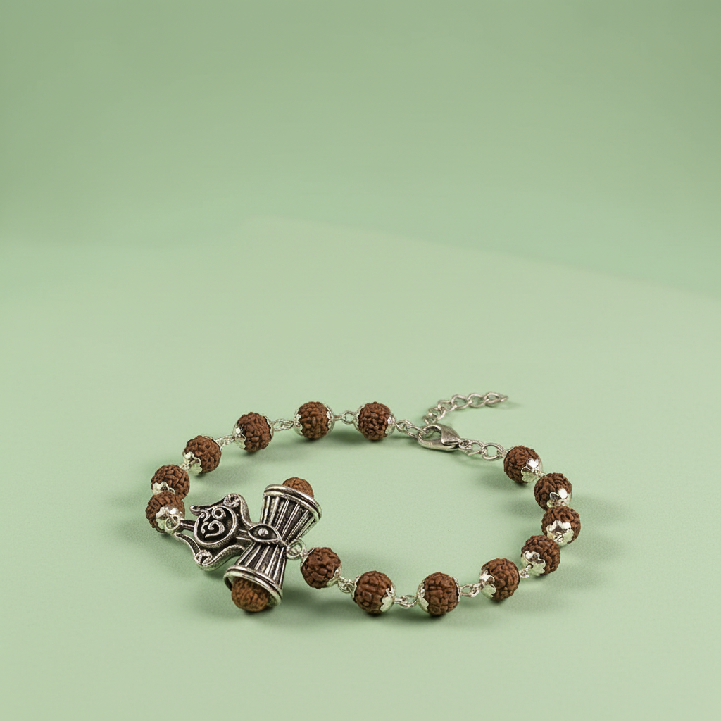Rishikesh Siddh Om Trinetra Trishul Damru Rudraksha Bracelet | VastuKosha by Acharya Anuj