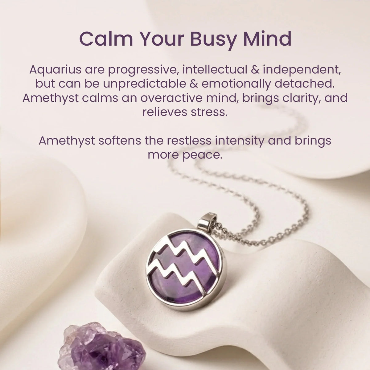 Unisex Aquarius Pendant (‡§ï‡•Å‡§Ç‡§≠ ‡§∞‡§æ‡§∂‡§ø) with Amethyst | VastuKosha by Acharya Anuj
