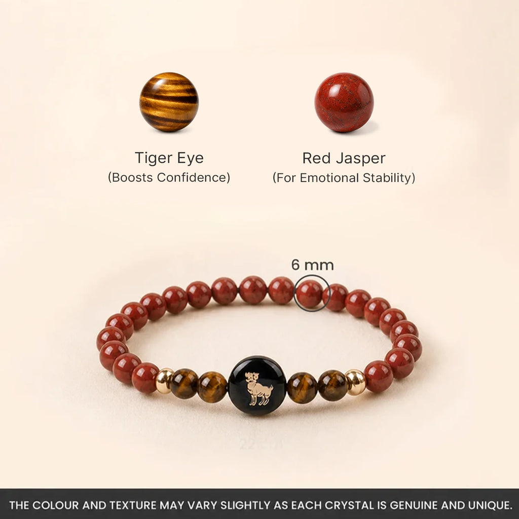 Aries (‡§Æ‡•á‡§∑ ‡§∞‡§æ‡§∂‡§ø) Zodiac Red Jasper & Tiger Eye Bracelet for Women | VastuKosha by Acharya Anuj
