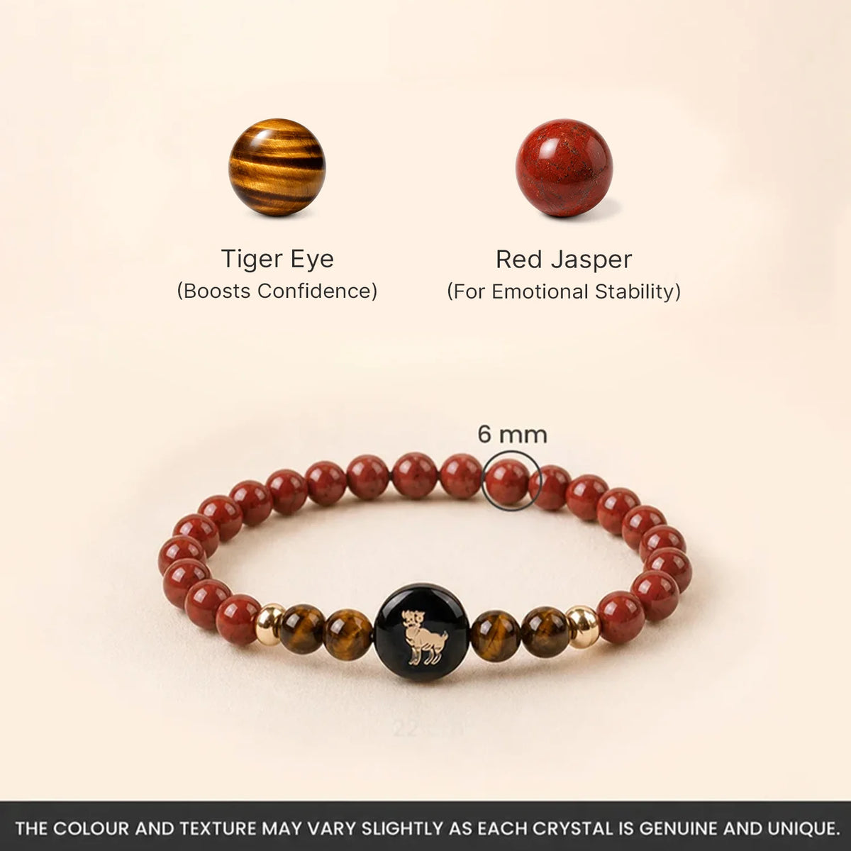 Aries (‡§Æ‡•á‡§∑ ‡§∞‡§æ‡§∂‡§ø) Zodiac Red Jasper & Tiger Eye Bracelet for Women | VastuKosha by Acharya Anuj