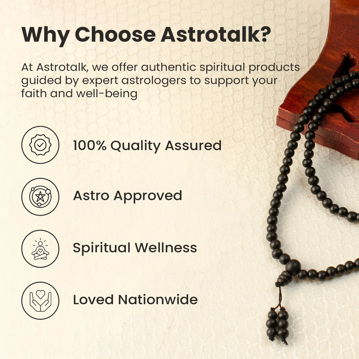 Rameshwaram Siddh Karthik Karungali Malai 6mm Stretchable - 108+1 Beads (Original Ebony Wood) | VastuKosha by Acharya Anuj