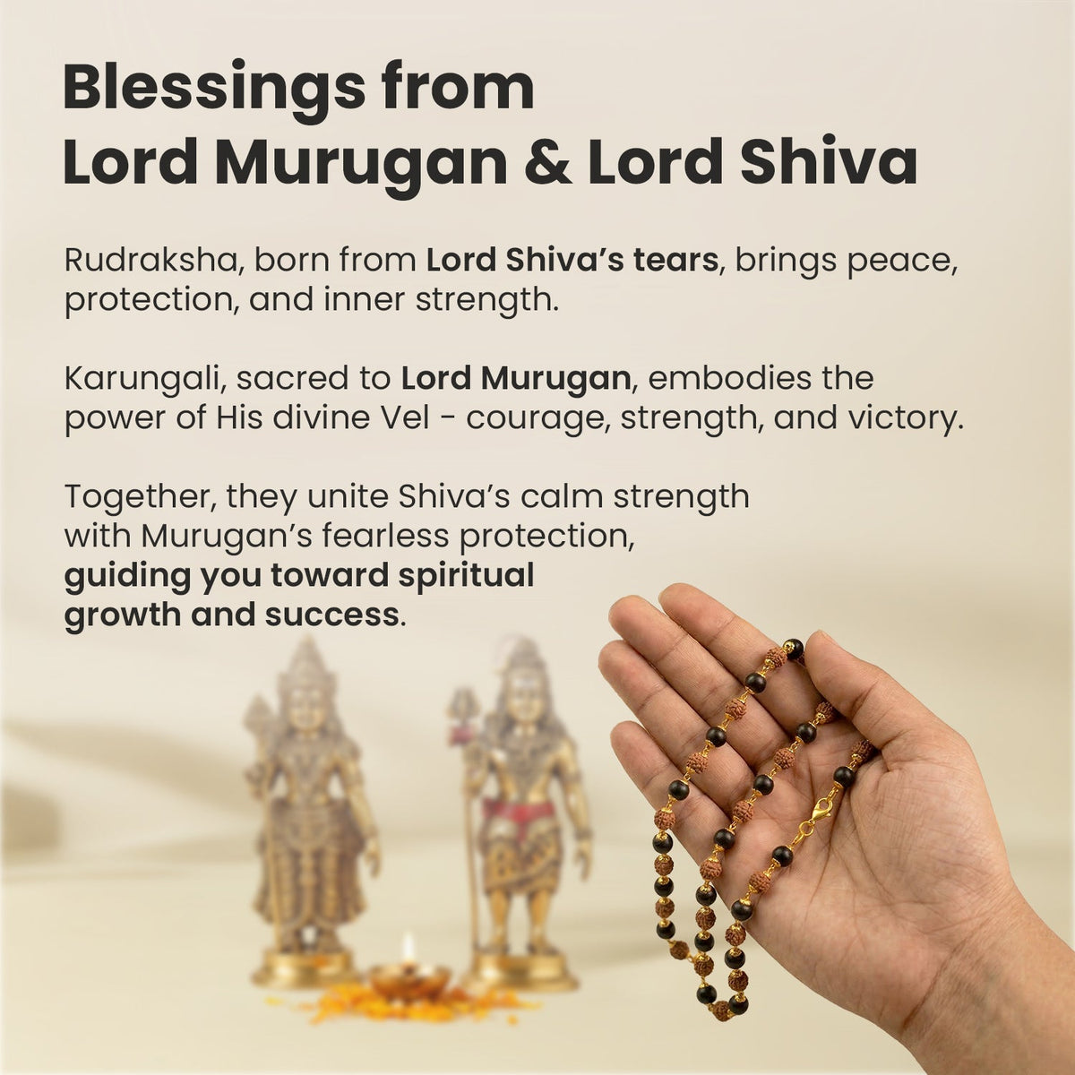 Divya Raksha Rudraksha & Karungali Mala with Gold Capping | VastuKosha by Acharya Anuj
