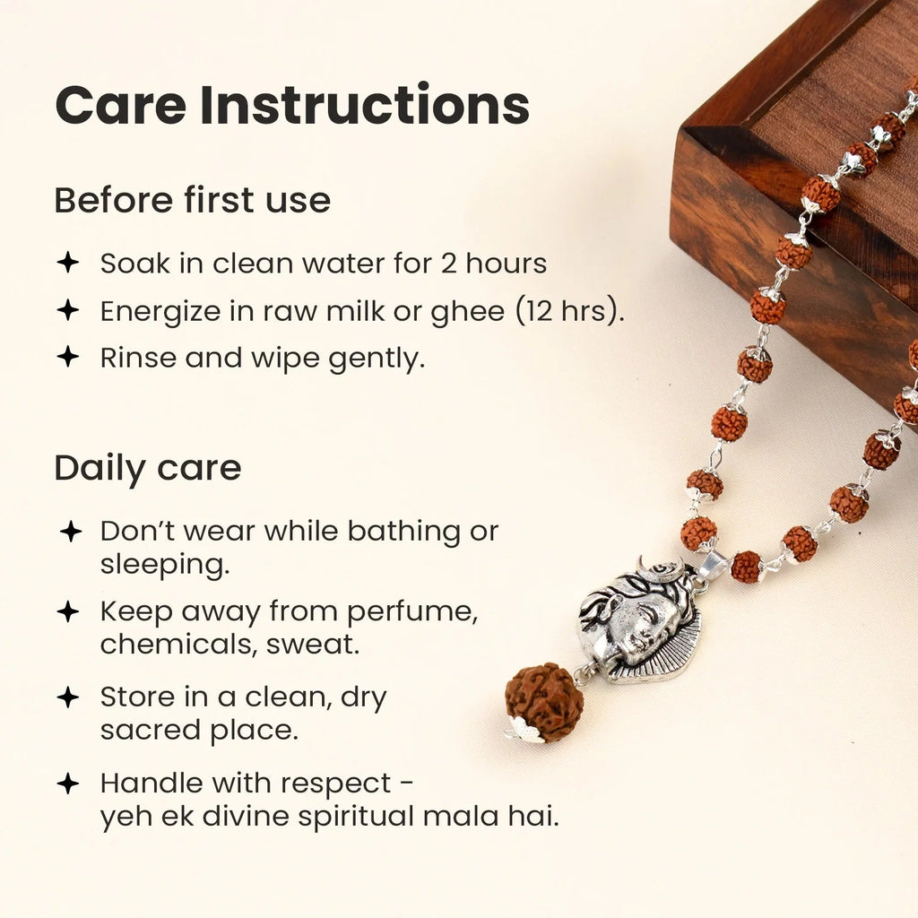 Rishikesh Siddh Shiv Rudraksha Mala with Adiyogi Shiv Pendant | VastuKosha by Acharya Anuj