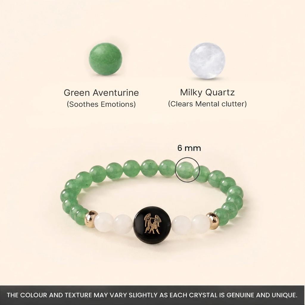 Gemini Zodiac Green Aventurine & Milky Quartz Bracelet for Women  | VastuKosha by Acharya Anuj