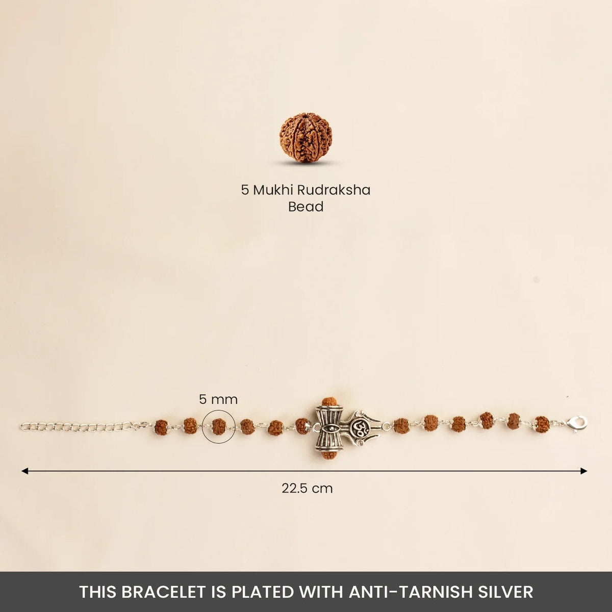 Rishikesh Siddh Om Trinetra Trishul Damru Rudraksha Bracelet | VastuKosha by Acharya Anuj