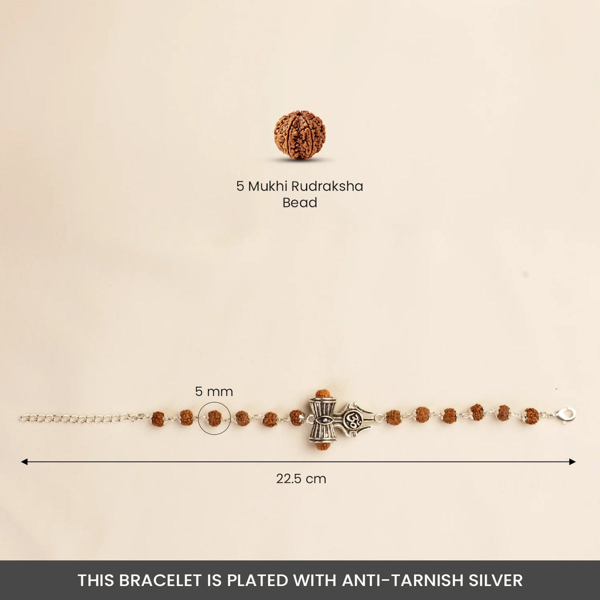 Rishikesh Siddh Om Trinetra Trishul Damru Rudraksha Bracelet | VastuKosha by Acharya Anuj