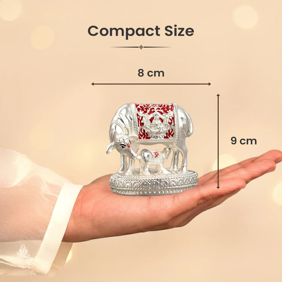 999 Silver Plated Kamdhenu Cow with Calf Idol | VastuKosha by Acharya Anuj