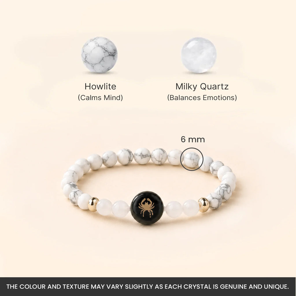 Cancer (‡§ï‡§∞‡•ç‡§ï ‡§∞‡§æ‡§∂‡§ø) Zodiac Howlite & Milky Quartz Bracelet for Women  | VastuKosha by Acharya Anuj