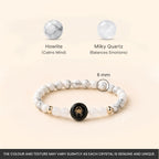 Cancer (‡§ï‡§∞‡•ç‡§ï ‡§∞‡§æ‡§∂‡§ø) Zodiac Howlite & Milky Quartz Bracelet for Women  | VastuKosha by Acharya Anuj
