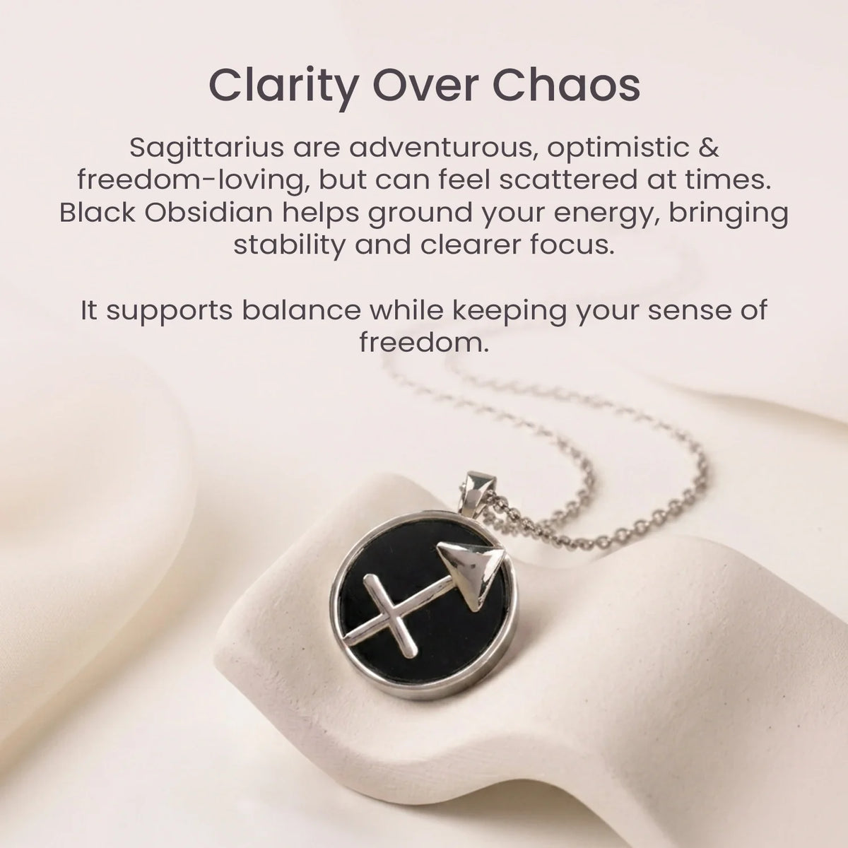 Unisex Sagittarius Pendant (‡§ß‡§®‡•Å ‡§∞‡§æ‡§∂‡§ø) with Black Obsidian | VastuKosha by Acharya Anuj