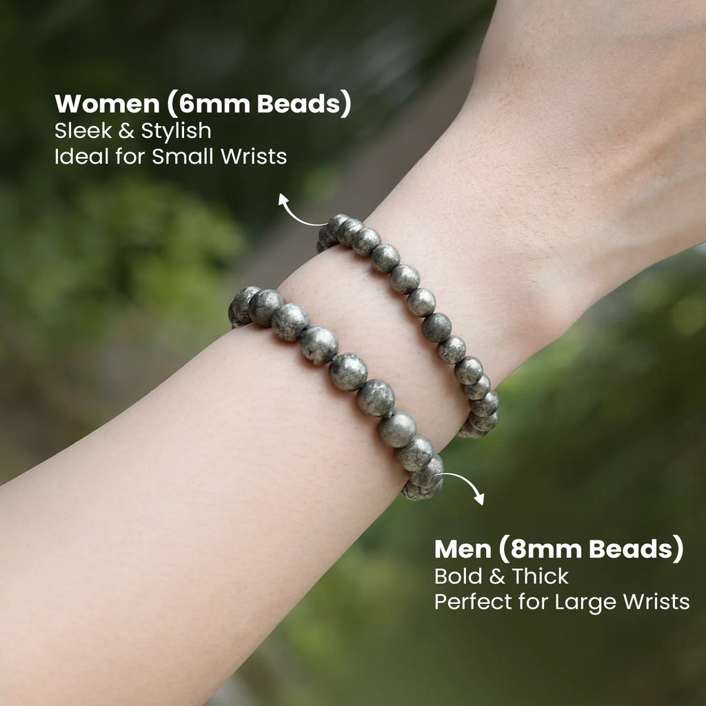 Raw Pyrite Bracelet (Women - 6mm¬†Beads) with FREE Raw Selenite Plate | VastuKosha by Acharya Anuj