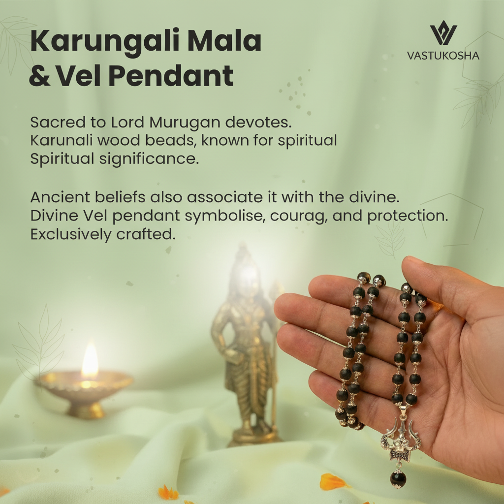 Rameshwaram Siddh Karthik Karungali Mala with Om Shiva Trishul Pendant | VastuKosha by Acharya Anuj