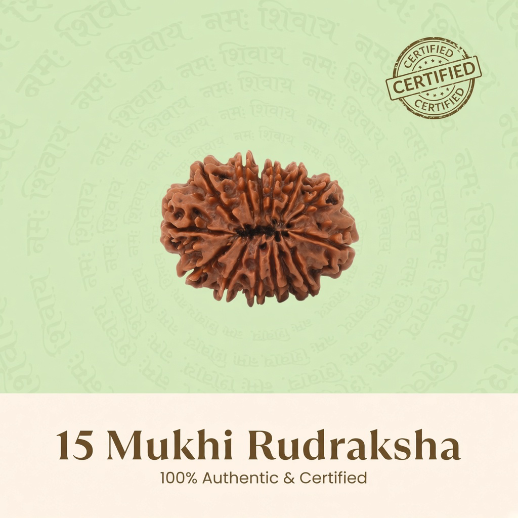 Rameshwaram Siddh Nepal Origin 15 Mukhi Rudraksha - 17mm to 22mm | VastuKosha by Acharya Anuj