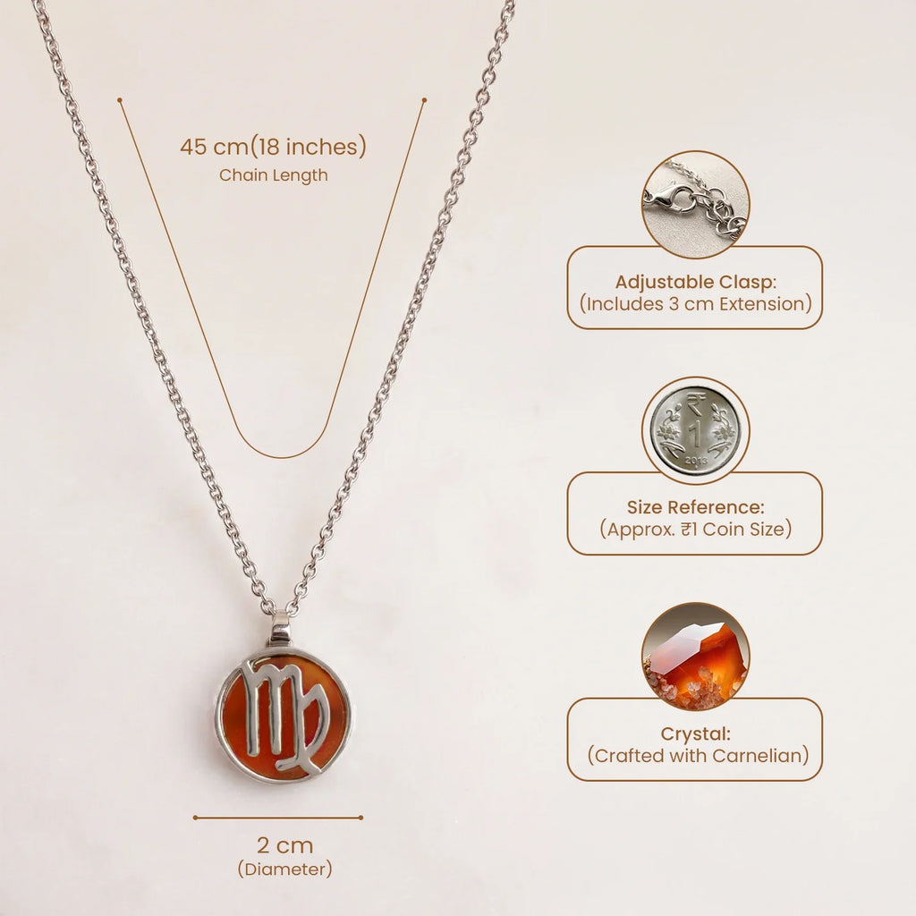 Unisex Virgo Pendant (‡§ï‡§®‡•ç‡§Ø‡§æ ‡§∞‡§æ‡§∂‡§ø) with Carnelian  | VastuKosha by Acharya Anuj