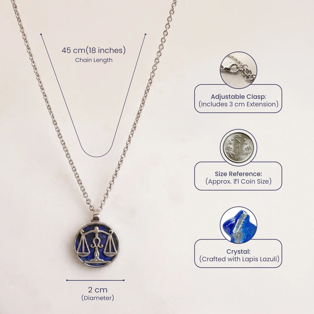 Unisex Libra Pendant (‡§§‡•Å‡§≤‡§æ ‡§∞‡§æ‡§∂‡§ø) with Lapis Lazuli | VastuKosha by Acharya Anuj