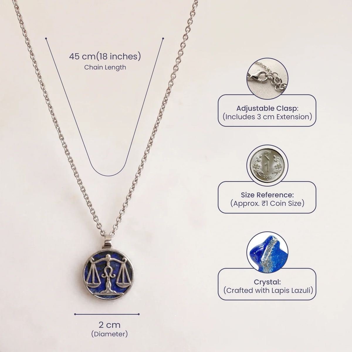 Unisex Libra Pendant (‡§§‡•Å‡§≤‡§æ ‡§∞‡§æ‡§∂‡§ø) with Lapis Lazuli | VastuKosha by Acharya Anuj