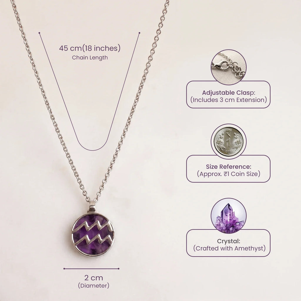 Unisex Aquarius Pendant (‡§ï‡•Å‡§Ç‡§≠ ‡§∞‡§æ‡§∂‡§ø) with Amethyst | VastuKosha by Acharya Anuj