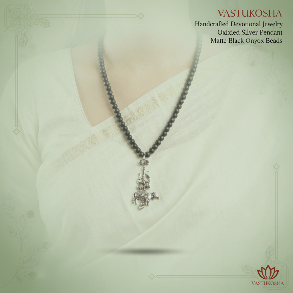 Rameshwaram Siddh Karthik Karungali Mala with Shiv Trishul Nandi Pendant | VastuKosha by Acharya Anuj