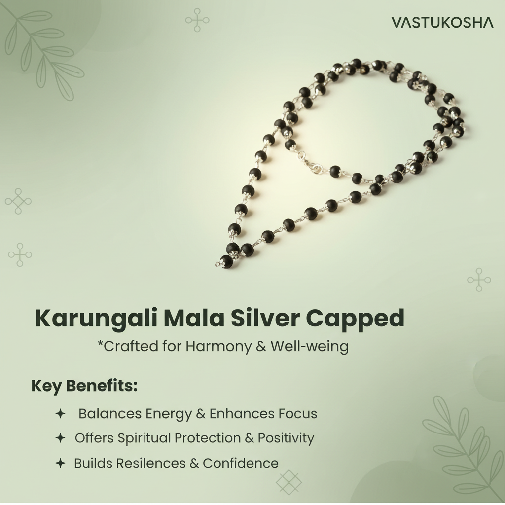 Rameshwaram Siddh Karthik Karungali Malai Silver Capped  6mm ‚54+1 Beads | Vastukosha by Acharya Anuj