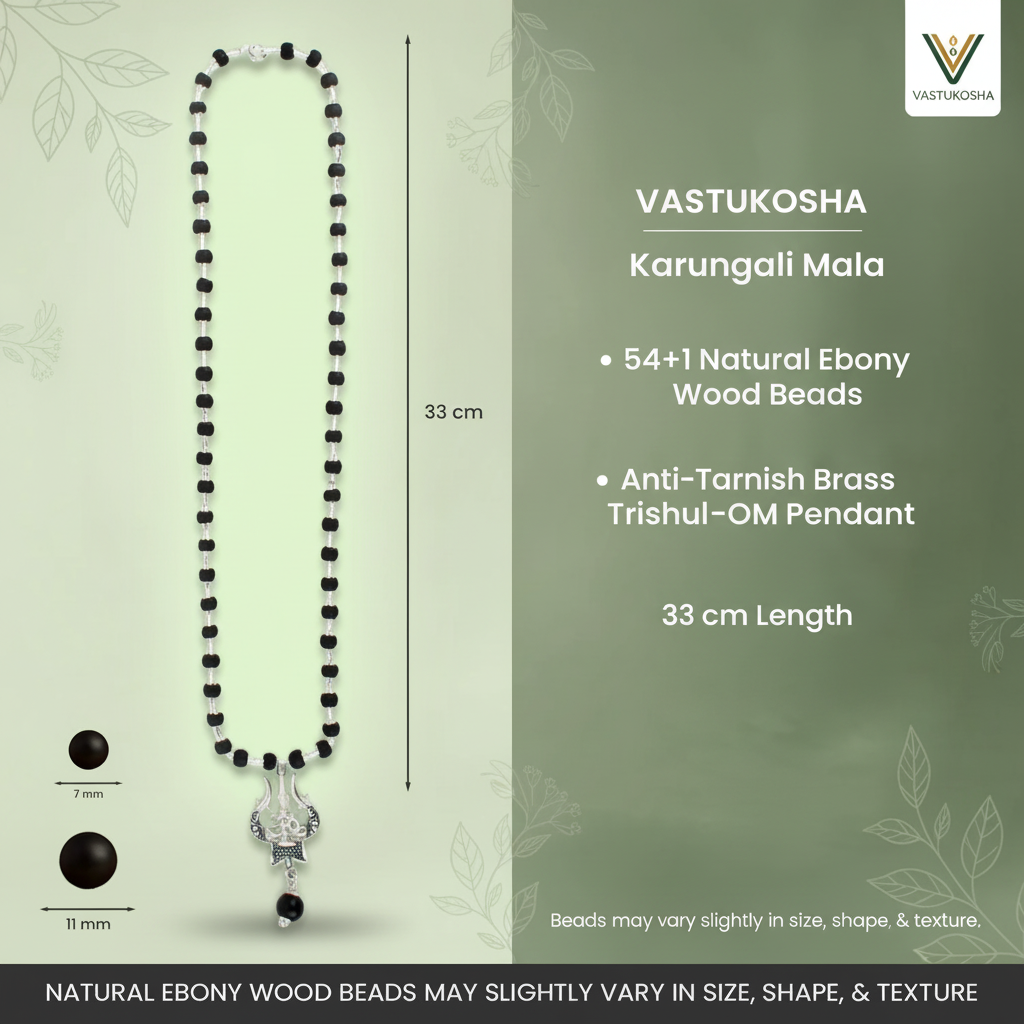 Rameshwaram Siddh Karthik Karungali Mala with Om Shiva Trishul Pendant | VastuKosha by Acharya Anuj
