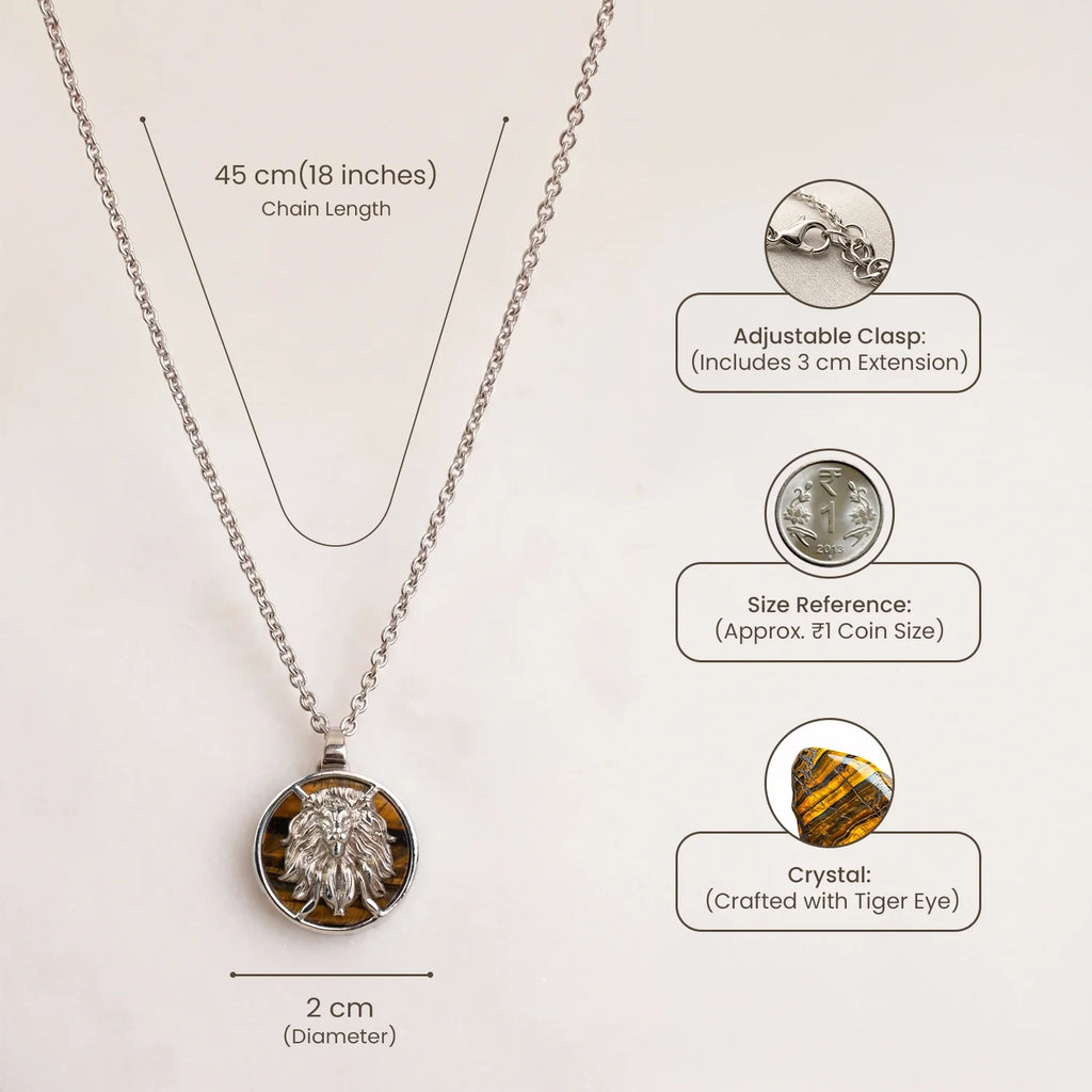 Unisex Leo Pendant (‡§∏‡§ø‡§Ç‡§π ‡§∞‡§æ‡§∂‡§ø) with Tiger Eye | VastuKosha by Acharya Anuj
