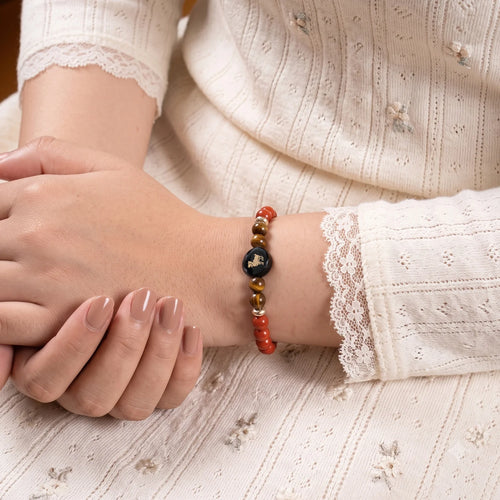 Aries (‡§Æ‡•á‡§∑ ‡§∞‡§æ‡§∂‡§ø) Zodiac Red Jasper & Tiger Eye Bracelet for Women | VastuKosha by Acharya Anuj