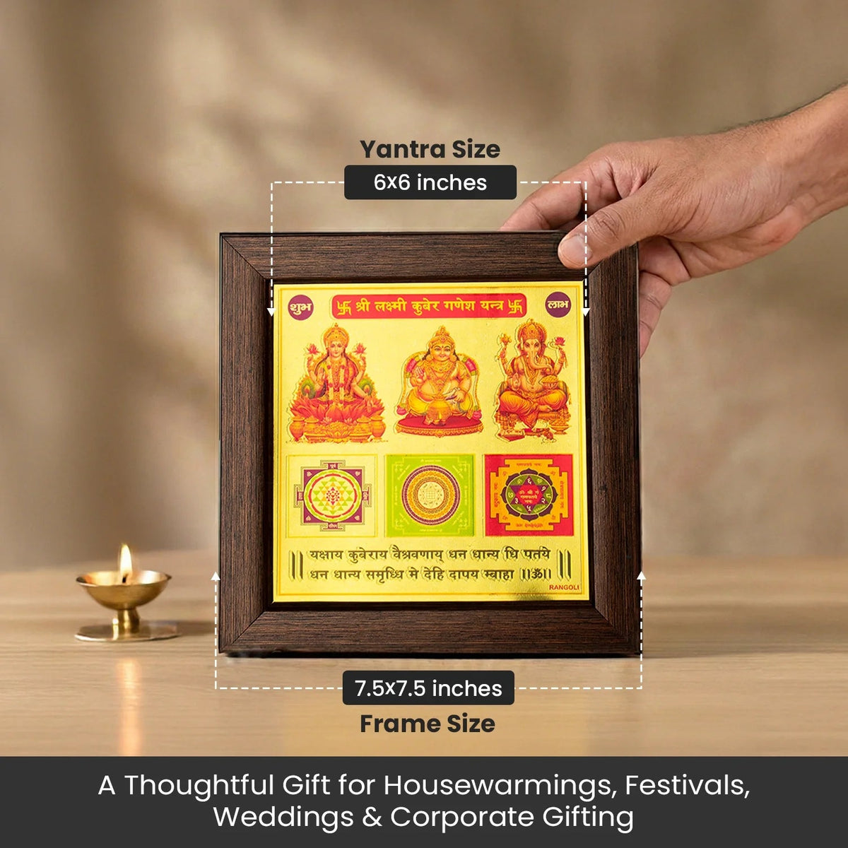 Shree Lakshmi Kuber Ganesh Yantra (6*6 inch) with Frame | VastuKosha by Acharya Anuj