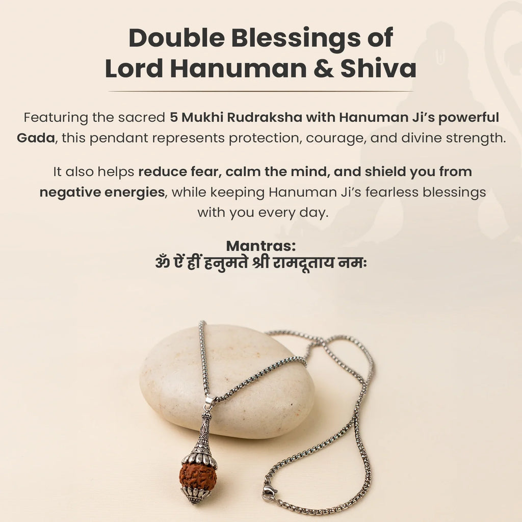 Siddh Rudraksha Hanuman Gada Pendant  | VastuKosha by Acharya Anuj